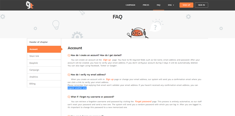 Frequently Asked Questions page